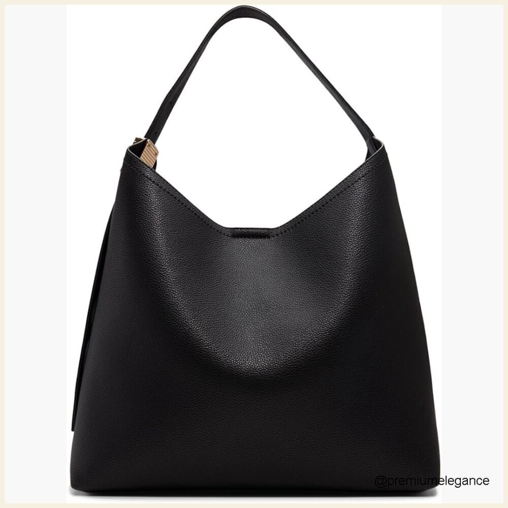 Large Black Hobo Shoulder Bag Synthetic Material Roomy Satchel